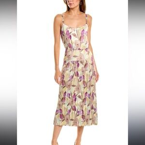Vince • Nouveau Magnolia • Crushed Cami Midi Dress • Sz XL • MSRP $495